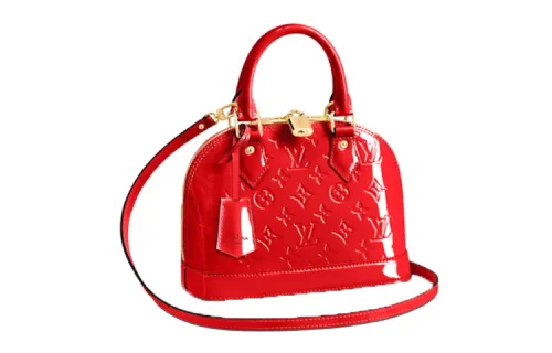 LOUIS VUITTON Alma BB Patent Leather Dome Bag, Shoulder Bag, Crossbody Bag, Handbag Regular Women's Cherry Red