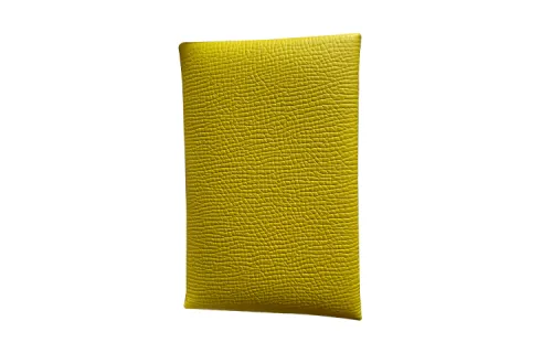 HERMES Calvi Epsom Leather Card Holder Women's Lemon