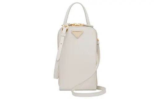 PRADA Leather Crossbody Handbag, Shoulder Bag Mini Women's White