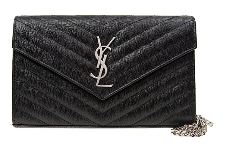 SAINT LAURENT Cassandre Cow Leather Crossbody Bags Women's Black