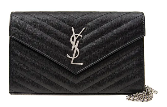 SAINT LAURENT Cassandre Cow Leather Crossbody Bags Women's Black