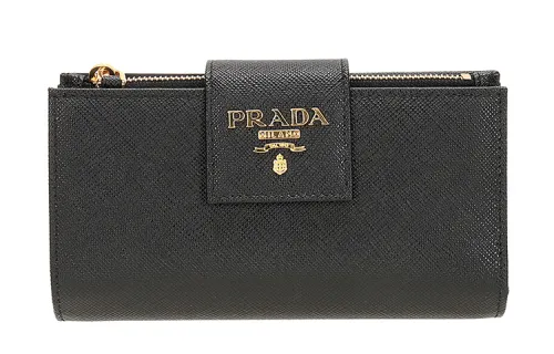 PRADA Cow Leather Wallet Women's Black