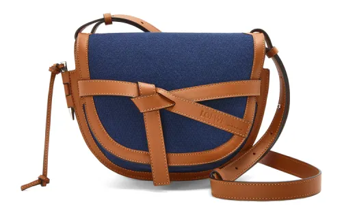 LOEWE Gate Canvas Shoulder Bag Small Women's Dark Blue