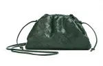 Bottega Veneta Magnetic Closure Woven Leather Sheepskin Cloud Bag Clutch Mini Women's Dark Green