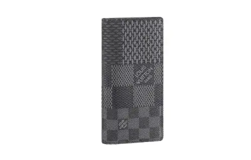 LOUIS VUITTON Brazza Leather Canvas Wallet Regular Men's Black