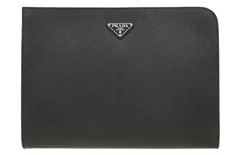 PRADA Cow Leather Clutch Regular Men's Black