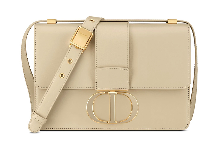DIOR Dior Montaigne Series 30 Montaigne Adjustable Shoulder Strap Smooth Cow Leather Crossbody Shoulder Bag Women's Beige