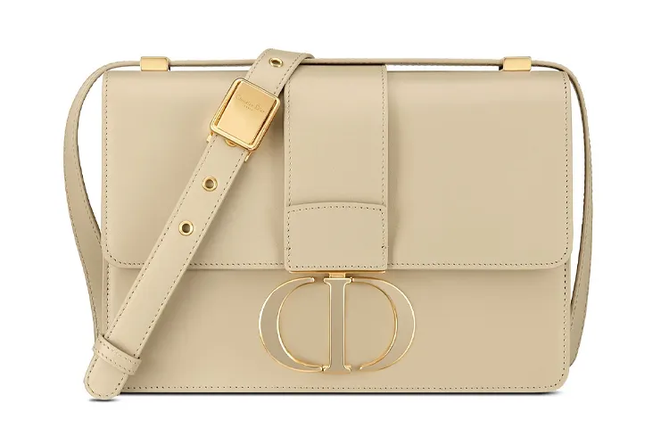 DIOR Montaigne Collection 30 Adjustable Strap Smooth Cow Leather Crossbody Bag, Shoulder Bag Women's Beige