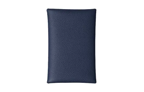 HERMES Calvi Solid Color Evercolor Calfskin Card Holder Women's Bleu Nuit Midnight Blue