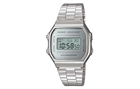 CASIO VINTAGE A168 Block Quartz Movement Stainless Steel Strap Watch Men's Watches Silver Dial