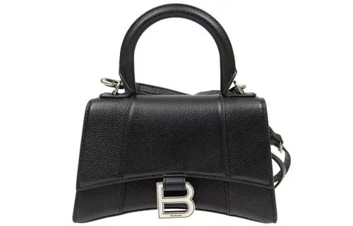 Balenciaga Grained Hourglass Top Handle Xs Black