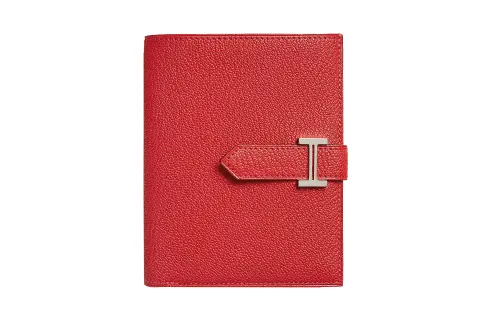 HERMES Bearn Mysore Goat Skin Card Holder, Wallet Women's Orange Red