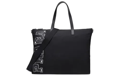 PRADA Fabric With Leather Handbag, Shoulder Bag, Crossbody Bag Men's Black