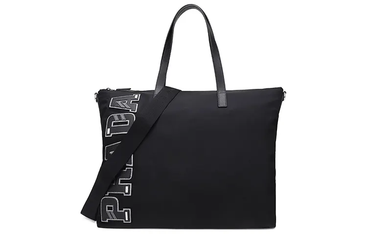 PRADA Fabric With Leather Handbag, Shoulder Bag, Crossbody Bag Men's Black