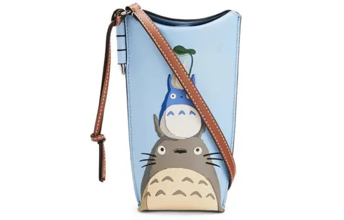 LOEWE Calfskin Cell Phone Pouch, Shoulder Bag, Crossbody Bag Women's Candy/Light Blue