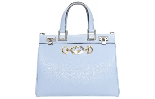 GUCCI Zumi Leather Shoulder Bag, Crossbody Bag, Handbag Small Women's Light Blue