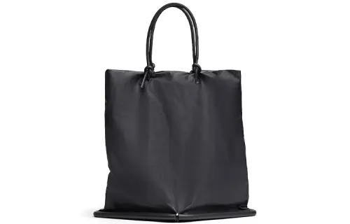 Bottega Veneta Foldable Leather With Cow Leather Shopping Bag Handbag Large Men's Black