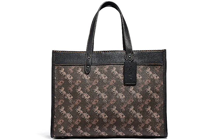 COACH Field Leather Tote Bag, Shopping Bag, Shoulder Bag, Handbag Large Women's Black Umber