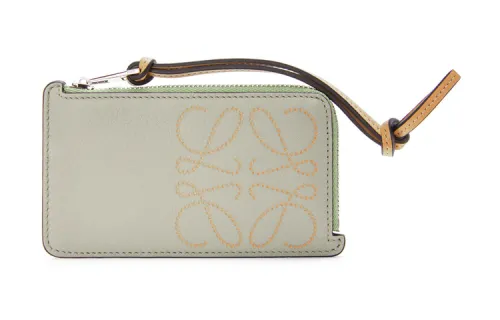 LOEWE Calfskin Coin Card Holder Women's Light Green/Dark Gold