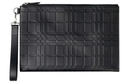 Burberry Leather Storage Bag Clutch Large Men's Black