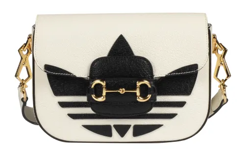 GUCCI Adidas Originals Collaboration Horsebit 1955 Leather Shoulder Bag, Crossbody Bag Mini Unisex White