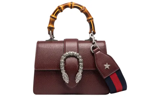 GUCCI Dionysus Leather Shoulder Bag, Crossbody Bag, Handbag Mini Women's Dark Red