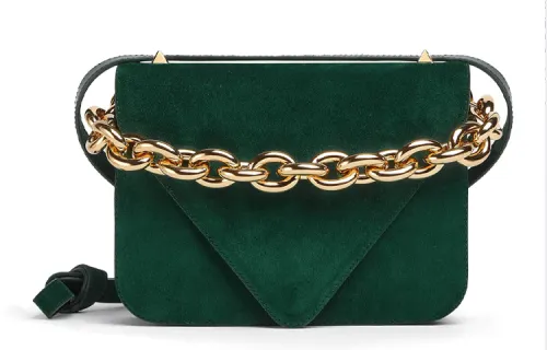 Bottega Veneta Cow Leather Envelope Bag, Shoulder Bag Women's Dark Green