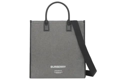 Burberry Print Canvas Tote Bag, Shopping Bag, Shoulder Bag, Crossbody Bag, Handbag Men's Black/Gray