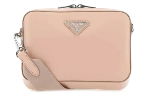 PRADA Metal Accessories Leather Shoulder Bag Unisex Pink