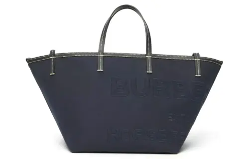 Burberry Cotton Linen Blend Canvas Beach Bag, Tote Bag, Shopping Bag, Canvas Bag, One Shoulder Handbag Mini Women's