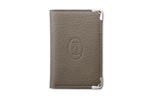 CARTIER Calfskin Card Holder Women's Taupe