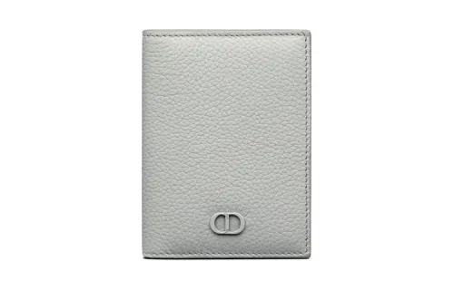 DIOR Grain Calfskin Card Holder Men's Gray