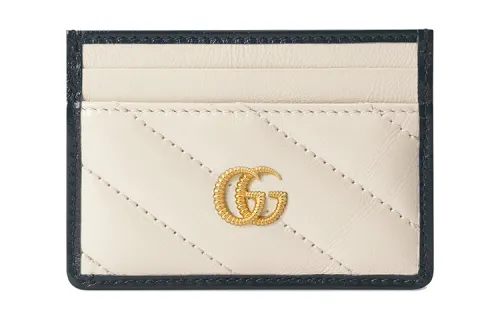 GUCCI Marmont Leather Card Holder Card Holder Women's White