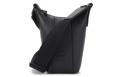 Balenciaga Hourglass Cow Leather Cell Phone Pouch, Crossbody Bag Unisex Black