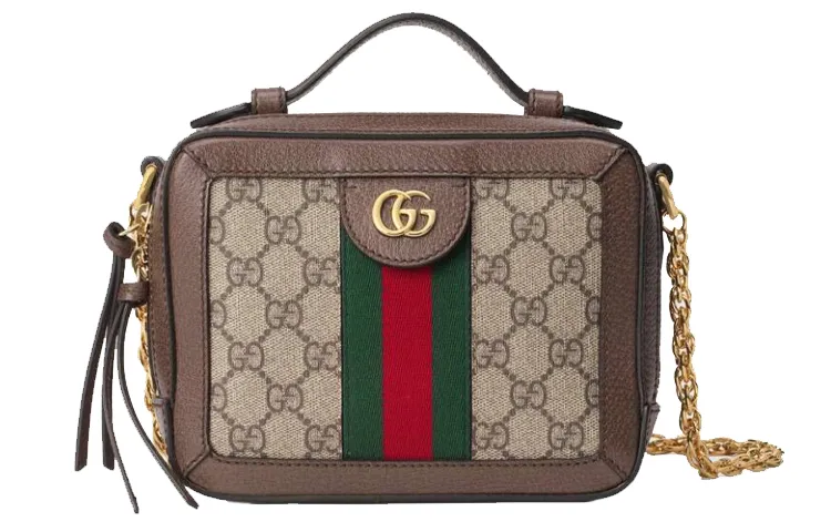 GUCCI Canvas With Leather Camera Bag, Box Bag, Handbag, Shoulder Bag, Crossbody Bag Mini Women's Ebony