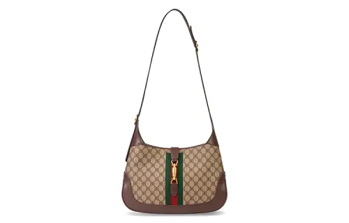 Balenciaga GUCCI Collaboration Jackie 1961 Canvas Cowhide Crossbody Bags Medium Women's Brown/Beige