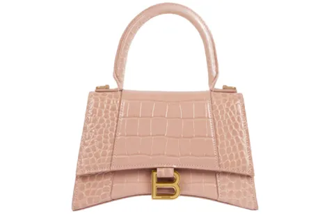 Balenciaga Hourglass Cow Leather Handbag Small Women's Nude Pink