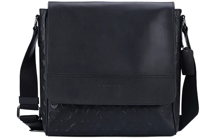 COACH Houston Leather Map Bag, Crossbody Bag, Shoulder Bag Medium Men's Black