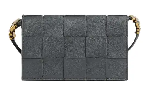 Bottega Veneta CASSETTE Cow Leather Tofu Bag Camera Bag Crossbody Bags Unisex Lightning Gray/Gold