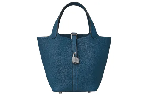 HERMES Picotin Lock Maurice Bullock Leather Basket Bag, Bucket Bag, Handbag 18 Women's S4 Deep Blue Dark Blue