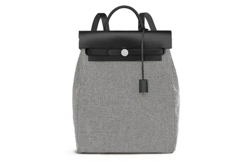 HERMES Herbag Zip Canvas With Leather Shoulder Bag, Crossbody Bag, Handbag Regular Unisex Black & White