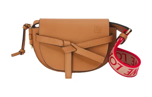 LOEWE Gate Leather Bowknot Bag, One Shoulder Handbag, Crossbody Bag Mini Women's Desert Brown