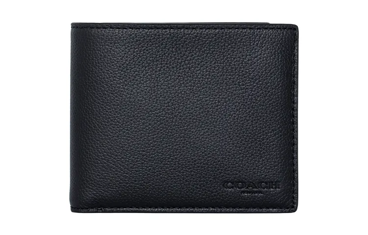 COACH 3 IN 1 Wallet Cow Leather Wallet Men's Black