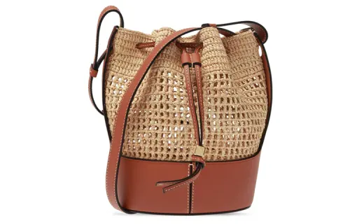 LOEWE Balloon Raffia Fiber With Cow Leather Balloon Bag, Vacation Bag, Crossbody Bag, Shoulder Bag Regular Women's