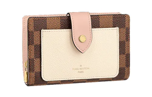 LOUIS VUITTON Wallet Juliette Damier Ebene Cream/Venus Pink