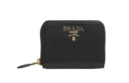 PRADA Saffiano Leather Coin Purse Unisex Black