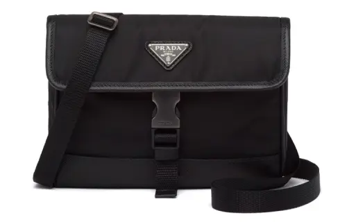 PRADA Saffiano Leather With Recycled Nylon Crossbody Bag, Shoulder Bag, Cell Phone Pouch Men's Black