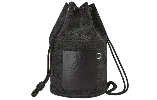 LOEWE Anagram Jacquard Fabric And Cow Leather Shoulder Bag Men's Anthracite/Black