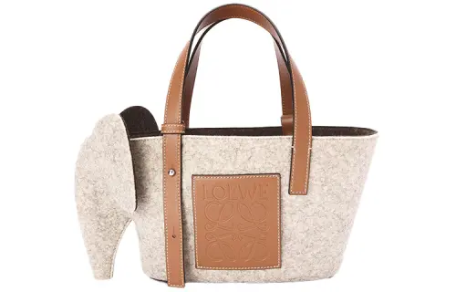 LOEWE Felt, Calfskin Tote Bag, Shopping Bag, Shoulder Bag, Handbag Women's Beige/Brown