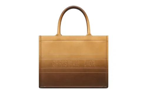 DIOR BookTote Zip Closure Smooth Calfskin Tote Bag, Shopping Bag, Shoulder Bag, Handbag Small Women's Gradient Cognac